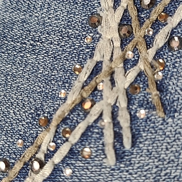 BKE REESE RHINESTONES STUDDED EMBROIDERED DENIM CAPRI JEAN - Picture 5 of 16